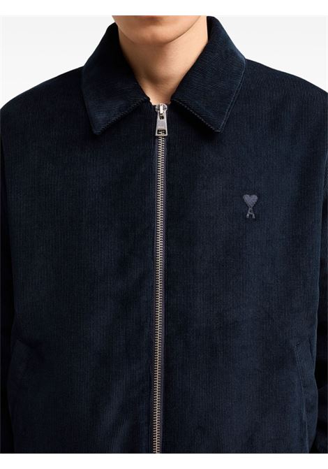 Bomber Ami de Coeur con zip in blu di AMI Paris - uomo AMI PARIS | HJK037CO00894011